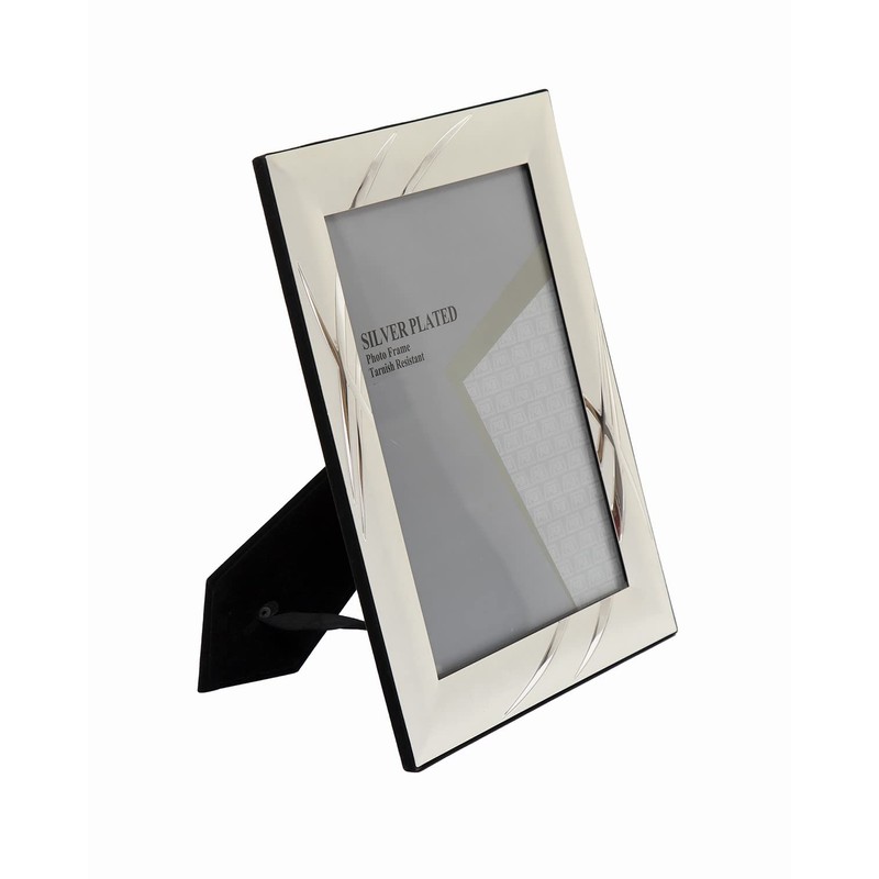 8x10-inch Two-Tone Satin Silver-Plated Photo Frame Stands/Hangs both ways (Landscape
