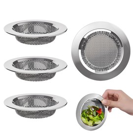 4PCS Kitchen Sink Strainer Stainless Steel Kitchen Sink Drain Strainer Dishwasher Safe Sink Drain Protector Sink Strainers for Kitchen Bathroom Shower(External Diameter 11.5cm, Inner Diameter 7.5cm)