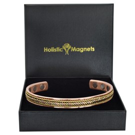 Ladies Pure Copper Magnetic Bracelet Women's Slim Copper Bangle 6 Neodymium Magnets Adjustable-RNB (M: Wrist 16.5-19.5cm/6.5-7.6")