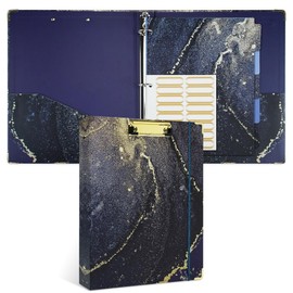 Remowith 3 Ring Binder, 1 Inch Round Ring Organizer with 5 Tab Dividers and 16 File Folder Labels, 8.5"x11" Letter Size Binder for School and Office, Starrynight