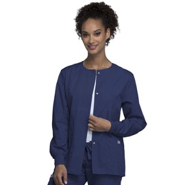 Cherokee Women's Snap Front Warm Up Jacket, Navy, X-Large