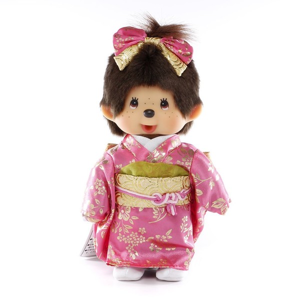 Monchichi Furisode Monchichi Girls' Plush Toy, Height Approx. 7.9 inches (20 cm)