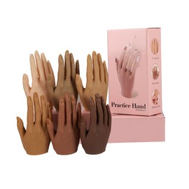 Practice Hand for Acrylic Nails Silicone Female Mannequin Life Size Hand with Insertable Nails for Nail Art Beginners/Nail Salon Artists Single Hand Color 5#