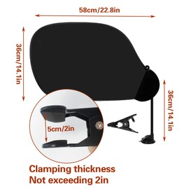 Laptop Sun Shade with Clip and Suction Cup (2 Ways to Use), 22.8 x 14.2 Inch Flexible Adjustable Cubicle Shade, Portable Foldable Laptop Cover for Beach Chairs and Car Window, Black