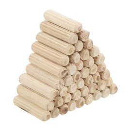 PATIKIL 3/16" x 4/5"(5 x 20mm) Wood Dowel Pins, 60 Pack Fluted Wooden Dowel Pin Straight Groove Rods for Furniture Door Art Crafts Projects