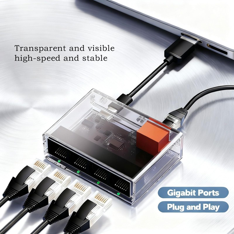Gigabit Ethernet Splitter 1 to 4 with 5 Cat6 1M