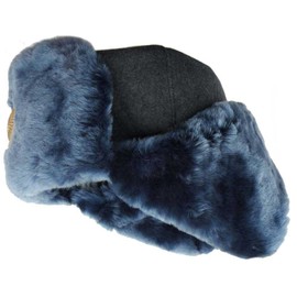Russian Police Sheepskin Winter Hat-58 Soldier Insignia Gray/Blue