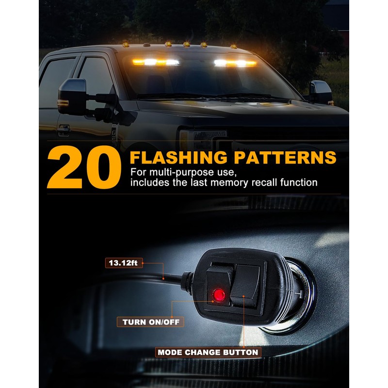 HLAUTO 6Z4J Emergency Dash Strobe Lights: 2x16.8 inch Amber White