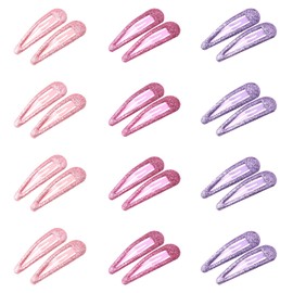 Motmucot 24PCS Glitter Hair Snap Clips, Sparkling Sequin Side Clip, Metal Hair Clips Colorful Glitter Hairs Clip Barrettes Hairs Styling Accessories for Girls Women DIY Gifts