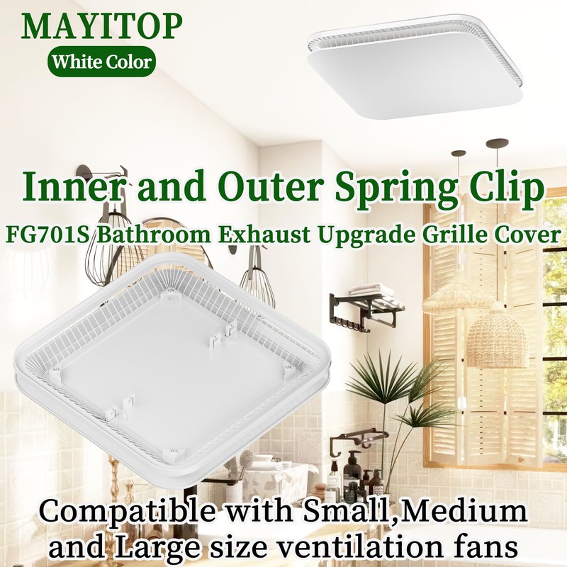 FG701S Universal Update Bathroom Fan Cover with Springs Compatible with