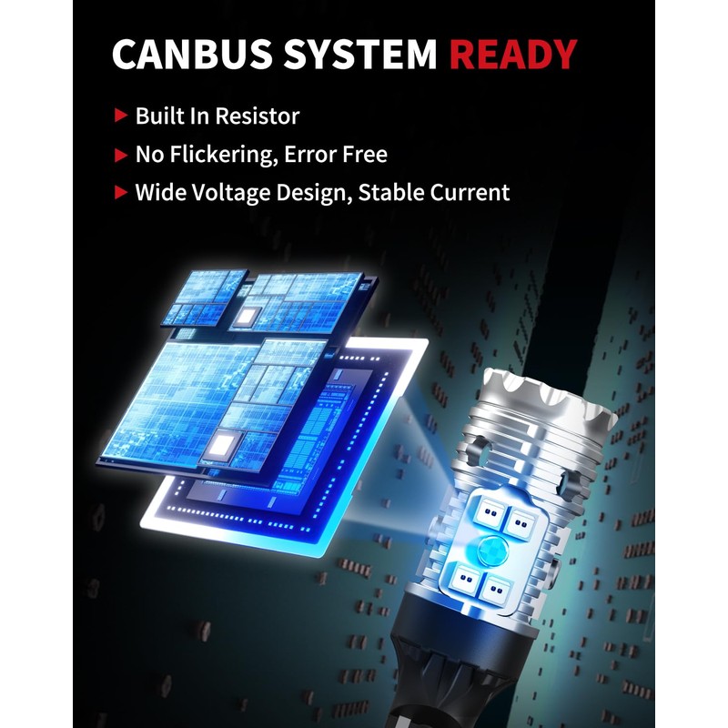 LASFIT Upgraded Red 921 912 T15 CANBUS Ready Error Free