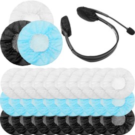 300 Pieces Disposable Headphone Covers Non Woven Sanitary Headphone Ear Covers Black Fabric Headset Covers Ear Pad Covers for Headphones (White, Blue, Black,S-6.5 cm)