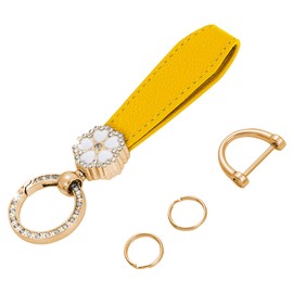 Tonecraft Cherry Blossom Keychain Simple Orthodox Bag Charm, Popular, Stylish, Cute, Sparkle, Gold, yellow