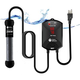 AquaMiracle Upgraded 200W Aquarium Heater Fish Tank Heater Turtle Heater Super Compact Aquarium Heater, Dry-Run/Overheating Protection and Memory Function, Dual LED Display, for 20-40 Gal Tanks