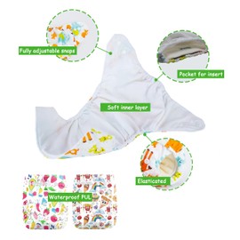 Kolo - Set of 2 Reusable Nappies for Babies and Toddlers + 2 Bamboo Inserts, Adjustable Size, Plain, 100% Eco-Friendly, HappyFood