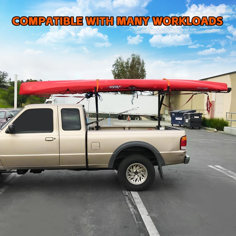 MaxxHaul 50934 Heavy Duty Ladder Rack (with 2 tiedowns), Black