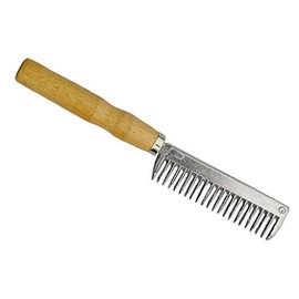 HKM Metal Mane Comb with Wooden Handle