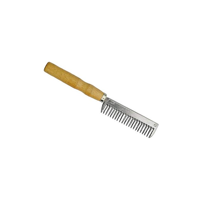 HKM Metal Mane Comb with Wooden Handle