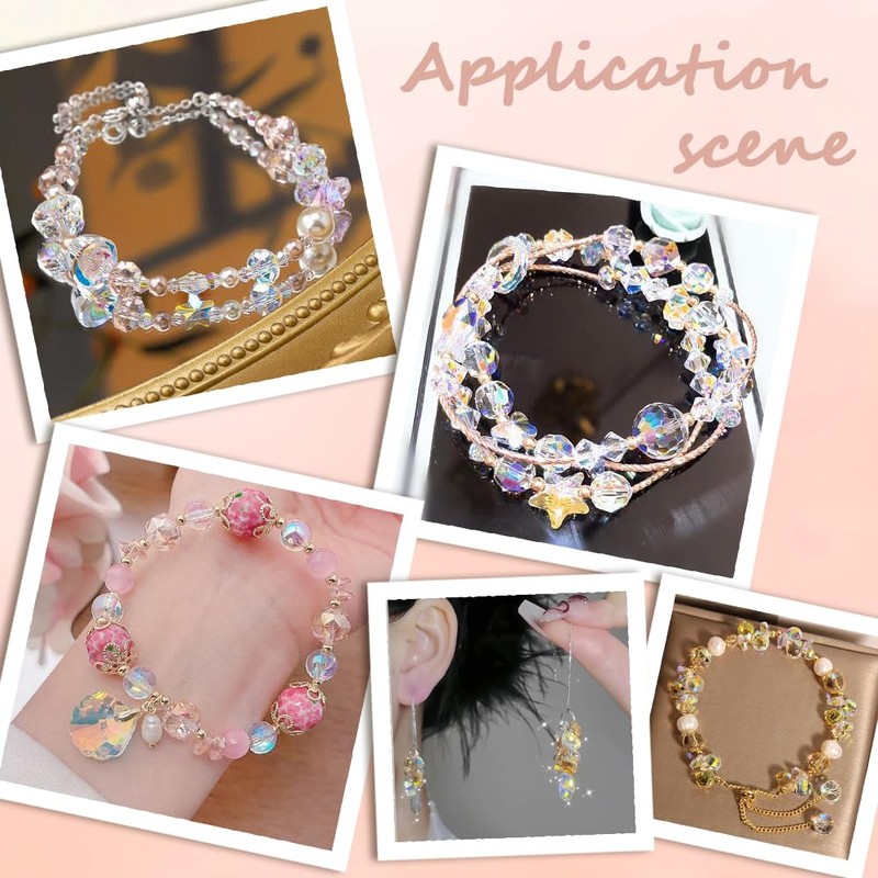 PONABEADIY Faceted Crystal Glass Transparent Beads for Bracelet Making