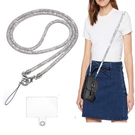 AOPNN Crossbody for Phone Lanyard/Chain Water Diamond Lanyard Universal Lanyard Suitable for most mobile phones and bags (White)