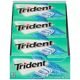 Trident Sugar Free Xylitol Gum Minty Sweet Twist 2 Box Deal (14-Piece, 24-Pack)