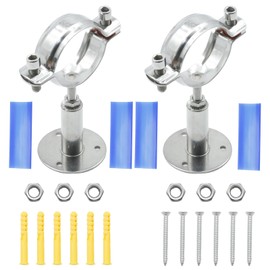 ZUDKSUY 2 Pack 2-1/4 Inch Wall Mount Ceiling Mount Pipe Support Clamp, Adjustable Stainless Steel Split Ring Hanger, Pipe Bracket Holder for Pipe Support Pipe Fixing Pole Support