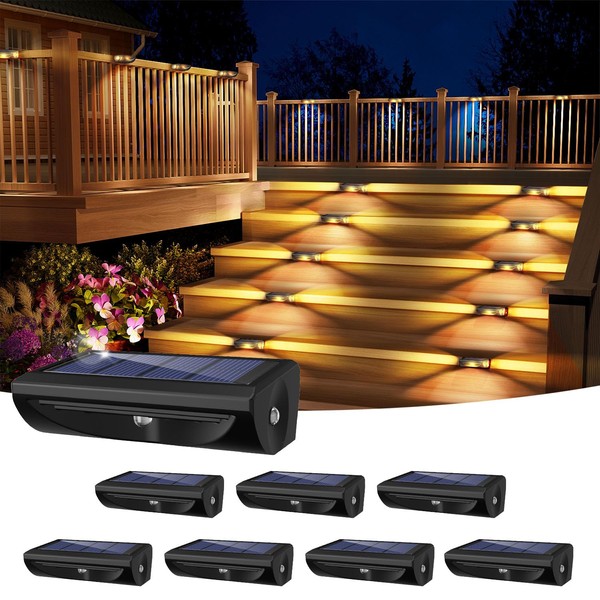 Solar Deck Lights Outdoor 8 Pack, Fence Lights Solar Powered