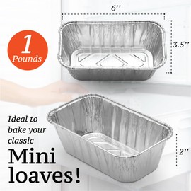 Spare Essentials (paquete de 55) sartenes de aluminio desechables de 1 libra para pan, pasteles, pan pequeño con forros, latas de pan pequeño, 6 x 3,5 x 2