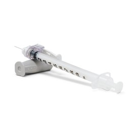 BD SafetyGlide Allergy Syringe Tray, 1 mL, with 27 G x 1/2 in. Permanently Attached Needle (Regular Bevel), #305950, (25 Count)