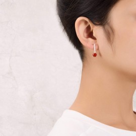 Philip Jones Sterling Silver Carnelian Gemstone Drop Earrings
