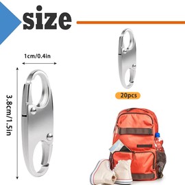 Yharnamite 20 Pcs Zipper Clip Theft Deterrent,Dual Opening S-Shaped Zipper Puller Replacement, Carabiner Clip Anti-Theft Snap S Hook for Backpacks Camping Fishing Traveling Outdoor Sports (Silver)