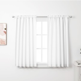 ZWARMY - 2 cortinas de cocina blancas de 45 pulgadas para ventanas, cortinas semifiltrantes para recámara, sala de estar, sótano, baño, tratamientos de ventana (30 pulgadas de ancho x 45 pulgadas de