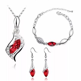 Set Collar, Aretes y Pulsera Plata .925 + Regalo Aretes Corazón Amor Rojo Aniversario Detalle Mujer Dama Novia Cadena Dije Ideal Navidad Mamá Zirconia Ajustable Colgante Joya Amor Pareja Elegancia Moderna Sencillo Circonita