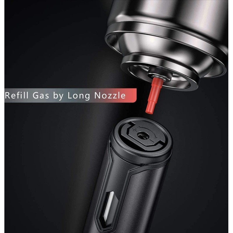 Urgrette Butane Torch Lighter, 6-inch Refillable Pen Lighter, Adjustable Jet
