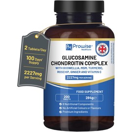 Glucosamine and Chondroitin Complex 2227mg per Serving | 200 High Strength Tablets | 8 Nutritional Components | MSM, Boswellia, Vitamin C, Turmeric, Ginger, and Rosehip