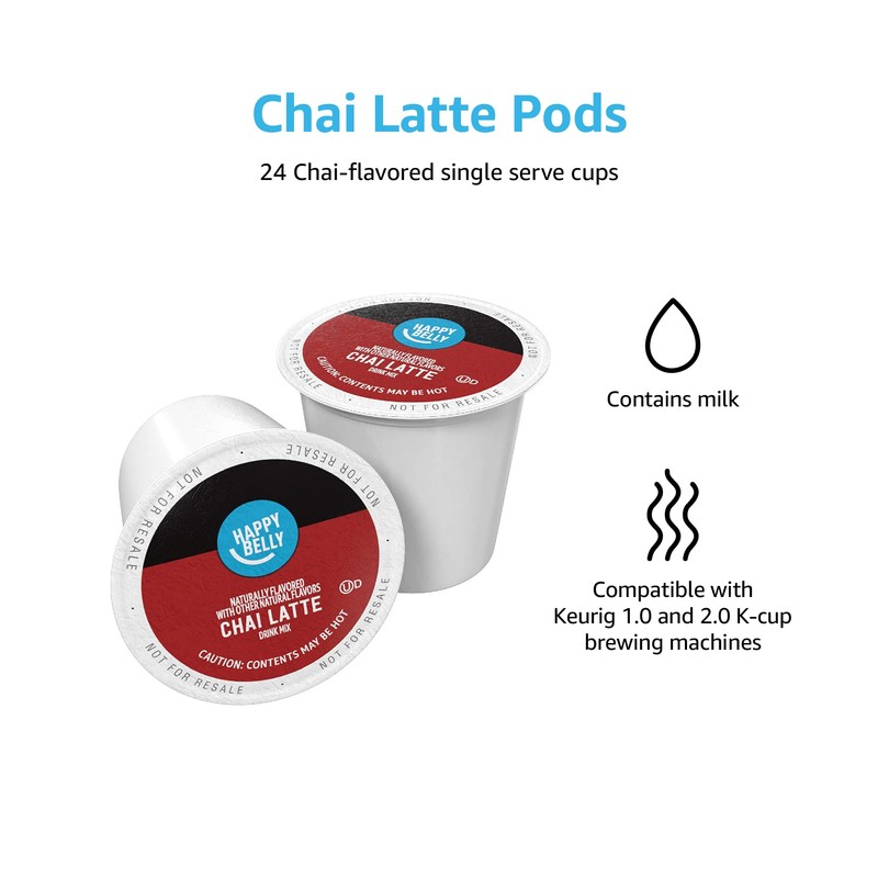 Happy Belly Tea Pods Compatible with 2.0 K-Cup Brewers, Chai