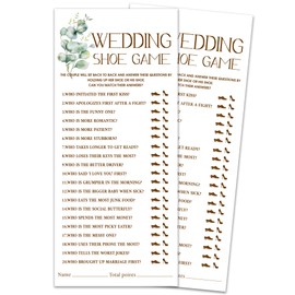 Minimalism Party Bridal Shower Games, Wedding Shoe Game, Botanical Eucalyptus Theme Wedding Shower Activity Games Cards, 25 Guests, Engagement Bachelorette Party, Newlyweds Party Decorations (4x9)