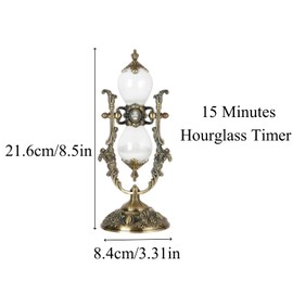 Vintage Hourglass Timer 15 Minutes Embossed Golden Hourglass Timer Decorative Hourglass Used for Vintage Home Decoration, Office Decoration, Kitchen Wedding Ornaments