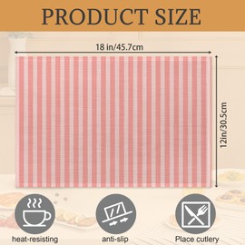 Pink Shabby Chic Placemats Set of 6,Washable Heat Resistant 12×18 Inch Linen Table Mats Rose Place Mats for Party Outdoor Dining Décor
