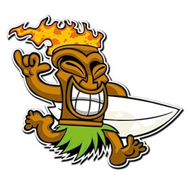 2 x 10cm/100mm Tiki Surf Hawaii Aloha Window Cling Sticker Car Van Campervan Glass #4026