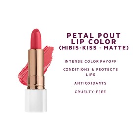 Flower Beauty Petal Pout Lipstick - Cruelty Free - Nourishing & Highly Pigmented Lip Color with Antioxidants (Hibis-Kiss - Matte)