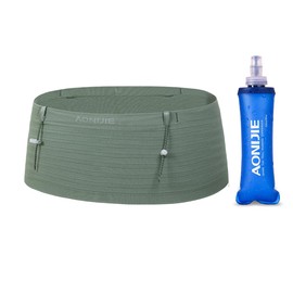 AONIJIE Running Belt with 250ml Soft Flask for Women and Men Lightweight & Non-slip Black Fanny Pack Fits All Size Phones Passport and More (Light Green, L)