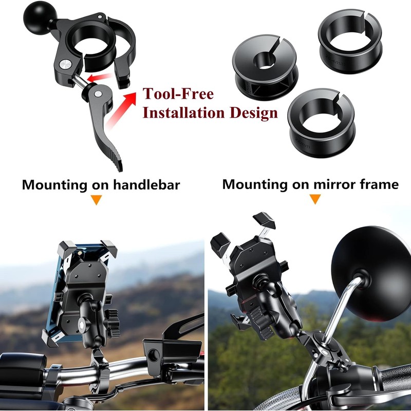 BRCOVAN Aluminum Alloy Handlebar Clamp Mount Base with 1'' TPU