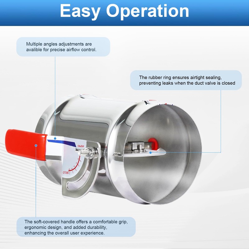 TOP-VIGOR 6 Inch HVAC Duct Manual Volume Backdraft Damper, Full