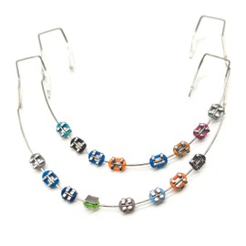 1 Pack Temporary Tooth Decoration with Metal Wires,Metal Bracket and Orthodontic Ligature Ties,Props for Dental Students to Practice and Orthodontist Explain (Mixed Color)