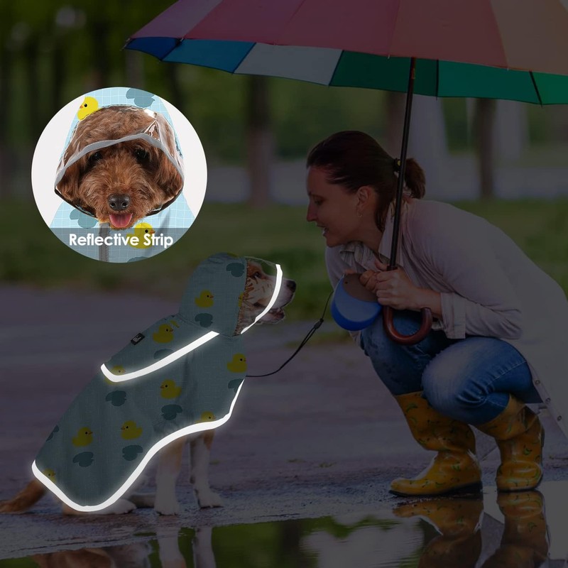 SlowTon Dog Raincoat for Large Medium Small Dogs - Adjustable