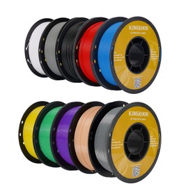 Kingroon PLA Plus（PLA+）3D Printer Filament, 10 Rolls, Dimensional Accuracy +/- 0.03 mm, 10kg Spool(22lbs), 1.75 mm，Black White Grey Red Blue Green Purple Skin Silver Yellow