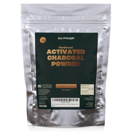 Zen Principle Hardwood Activated Charcoal Powder 100 Percent from USA Trees. All Natural. Whitens Teeth, Rejuvenates Skin and Hair, Supports Better Digestion, 8 oz.