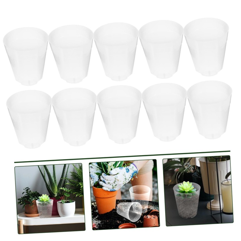 CAXUSD 10Pcs Seedling Pots for Succulent and Orchid Planting Transparent