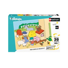 Puzzles NATHAN 4005556863792 30-Piece T'choupi on the Farm Puzzle Children, Brown Gold Brown